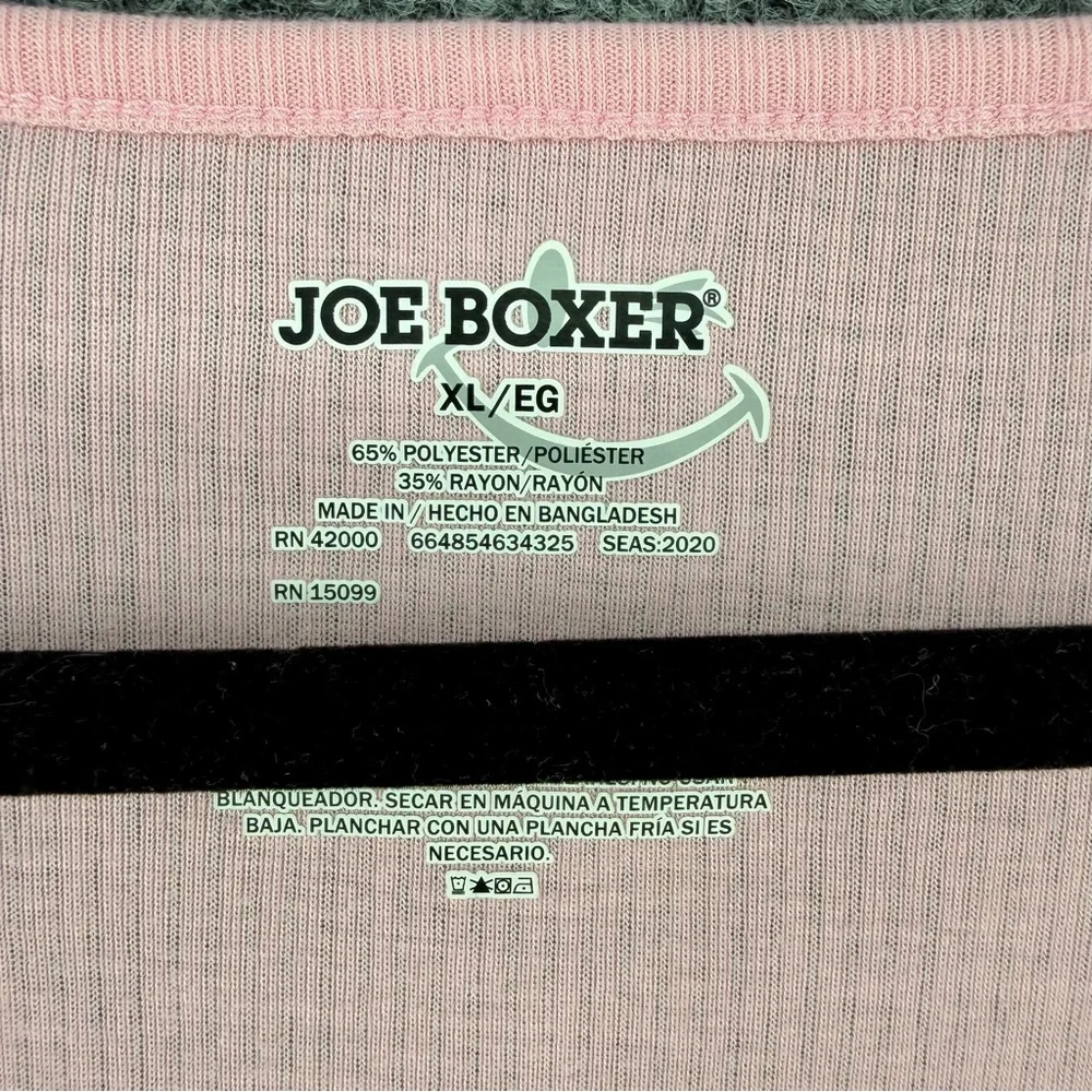 Joe Boxer Y2K Pink Sleepover Pajama Set XL Heart Shorts Lettuce Trim Ribbed Tee‎